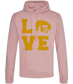 Love – Unisex Hoodie in Dusty Pink with Yellow vinyl