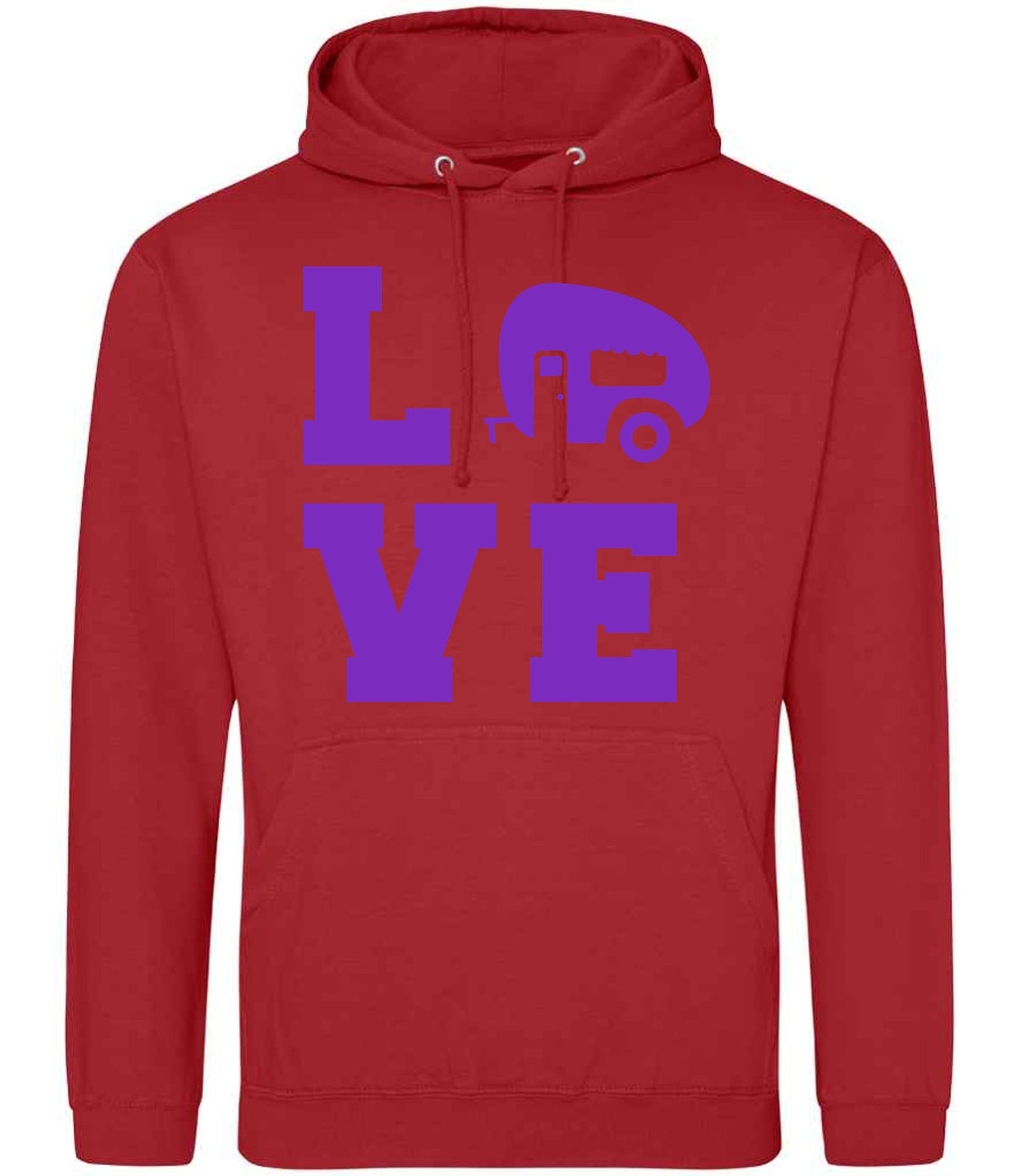 Love – Unisex Hoodie in Fire Red with Purple vinyl