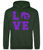 Love – Unisex Hoodie in Forest Green with Purple vinyl