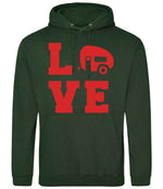 Love – Unisex Hoodie in Forest Green with Red vinyl