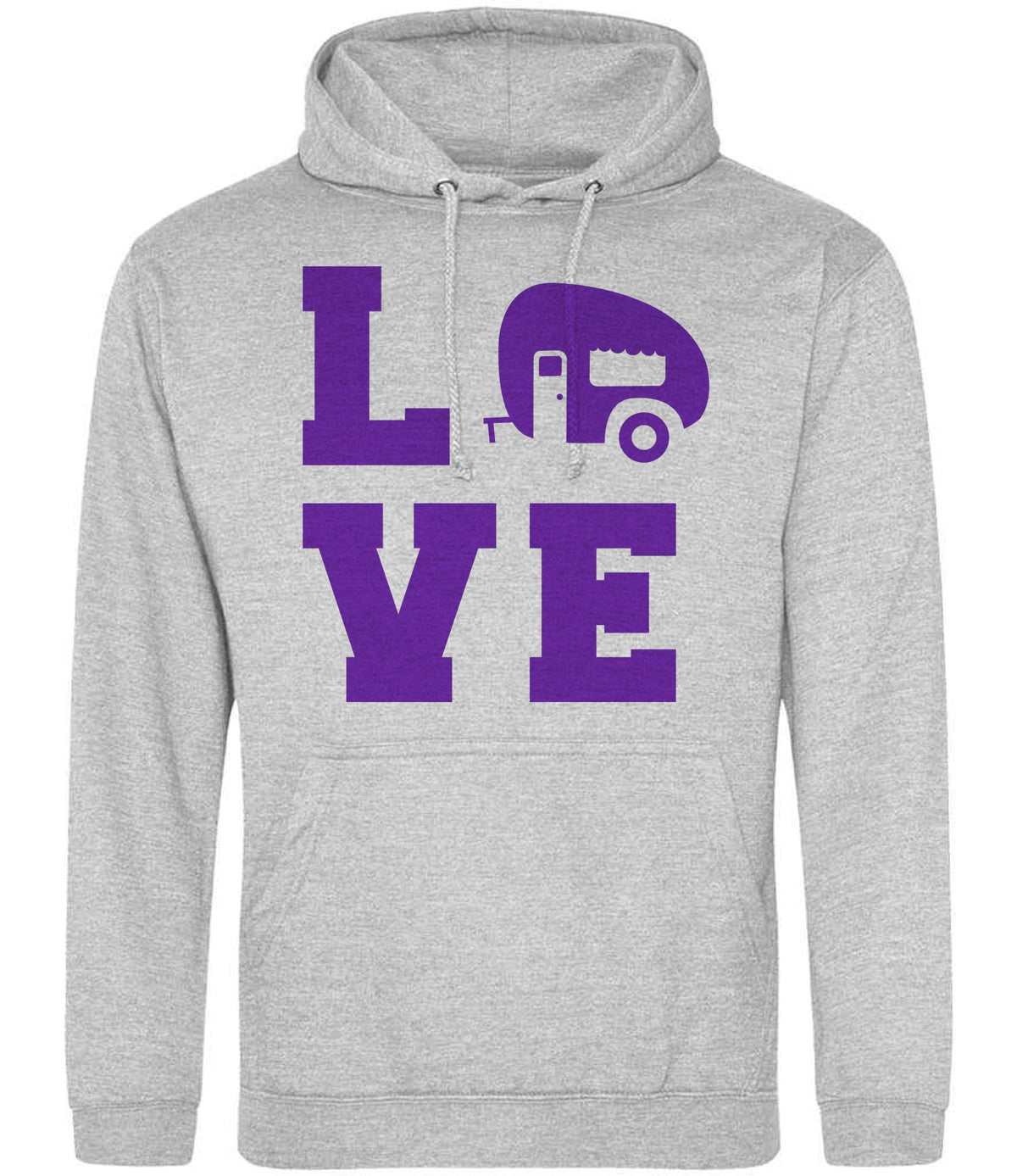 Love – Unisex Hoodie in Heather Grey with Purple vinyl