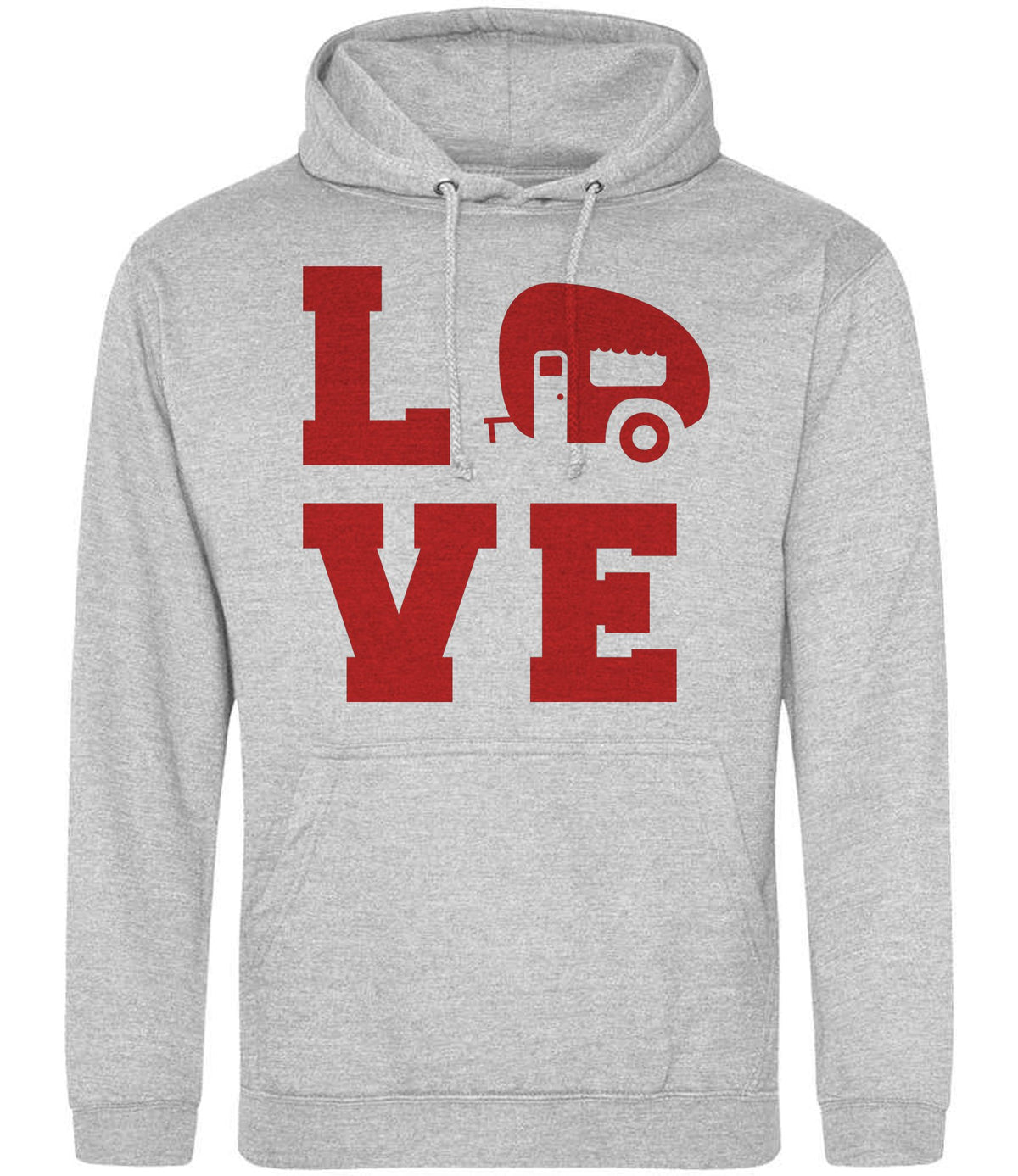 Love – Unisex Hoodie in Heather Grey with Red vinyl