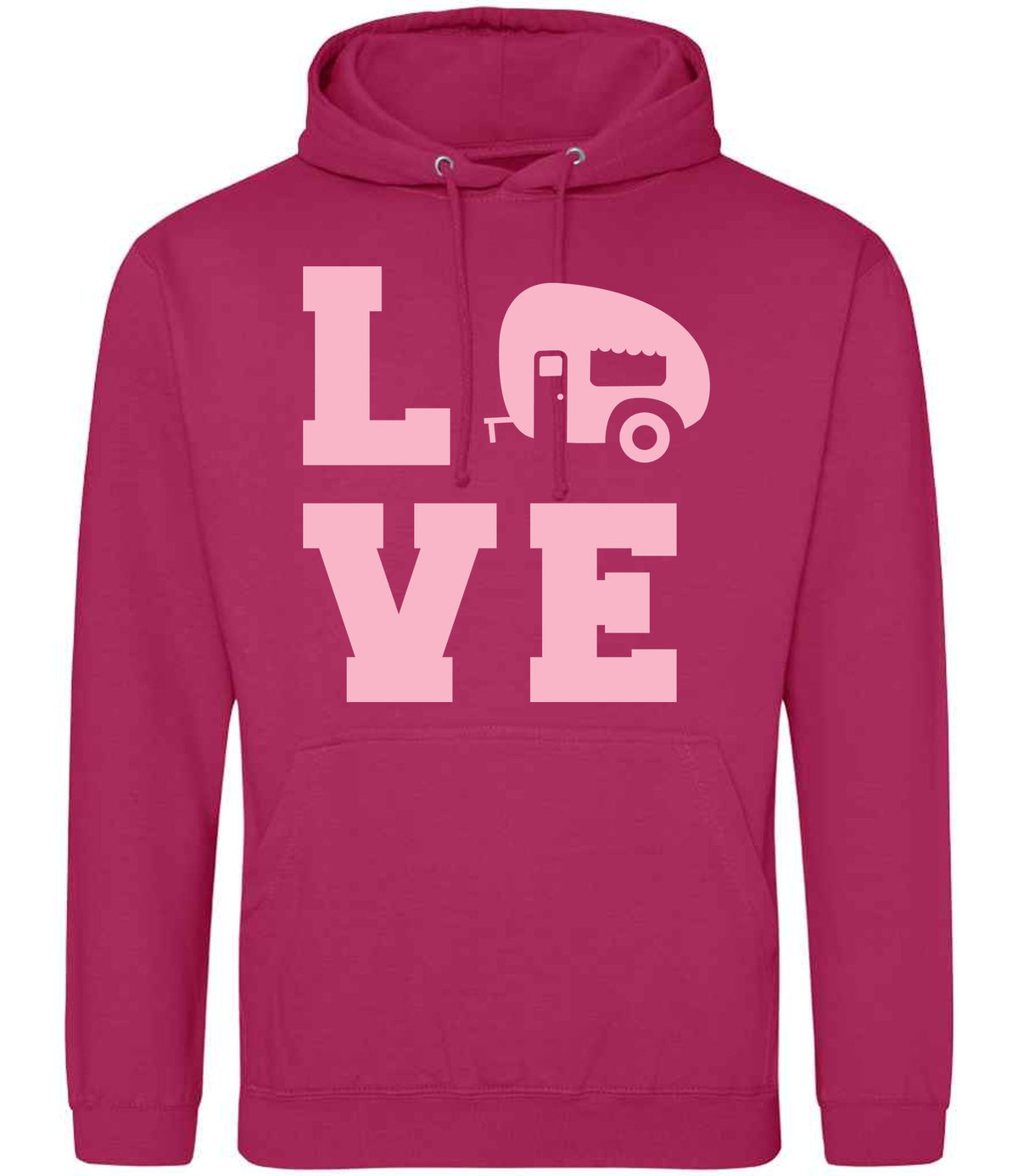 Love – Unisex Hoodie in Hot Pink with Baby Pink vinyl