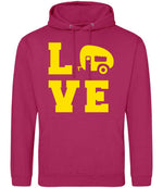Love – Unisex Hoodie in Hot Pink with Yellow vinyl