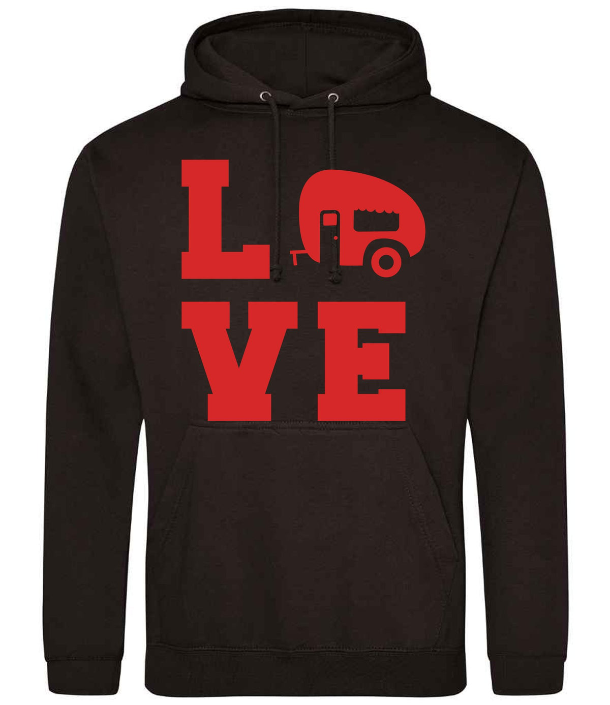Love – Unisex Hoodie in Jet Black with Red vinyl