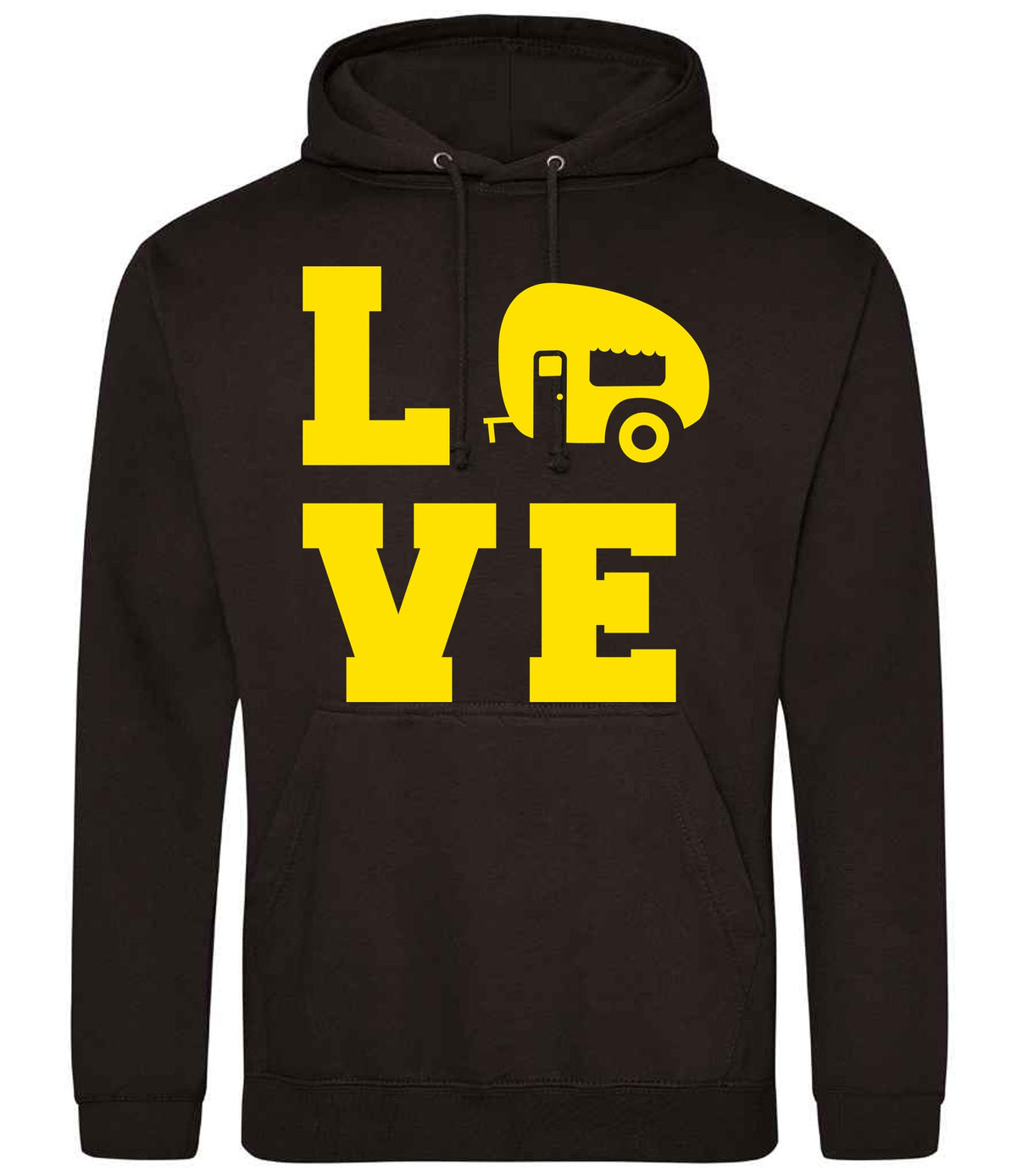 Love – Unisex Hoodie in Jet Black with Yellow vinyl