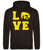 Love – Unisex Hoodie in Jet Black with Yellow vinyl
