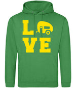 Love – Unisex Hoodie in Kelly Green with Yellow vinyl