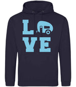 Love – Unisex Hoodie in New French Navy with Baby Blue vinyl