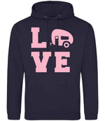 Love – Unisex Hoodie in New French Navy with Baby Pink vinyl