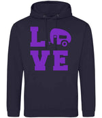 Love – Unisex Hoodie in New French Navy with Purple vinyl