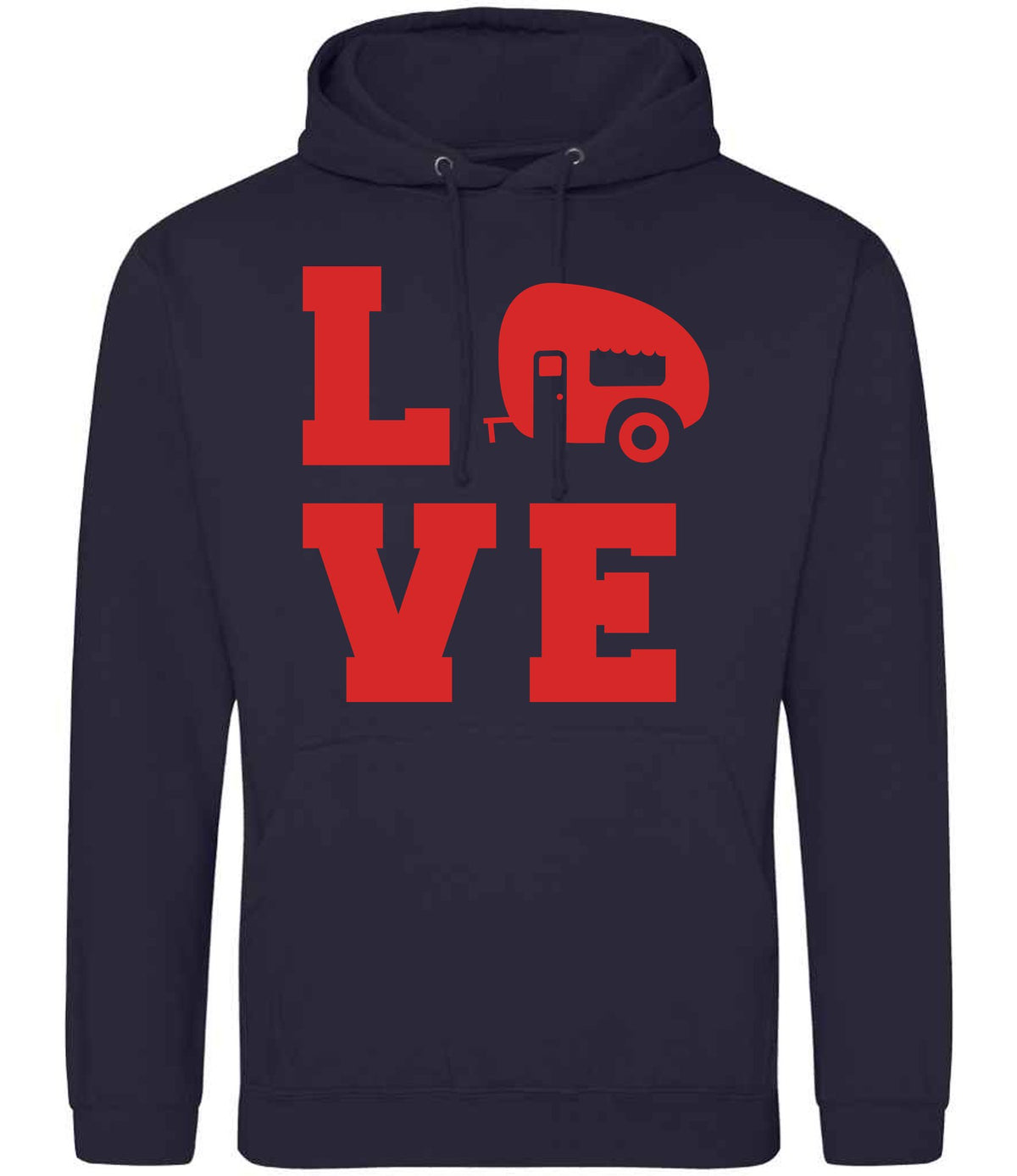 Love – Unisex Hoodie in New French Navy with Red vinyl