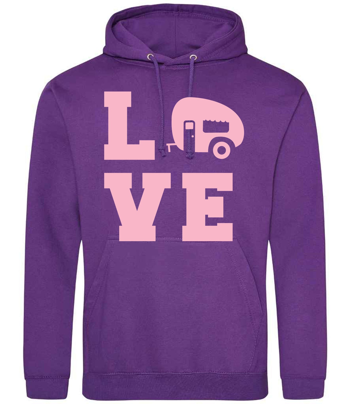 Love – Unisex Hoodie in Purple with Baby Pink vinyl