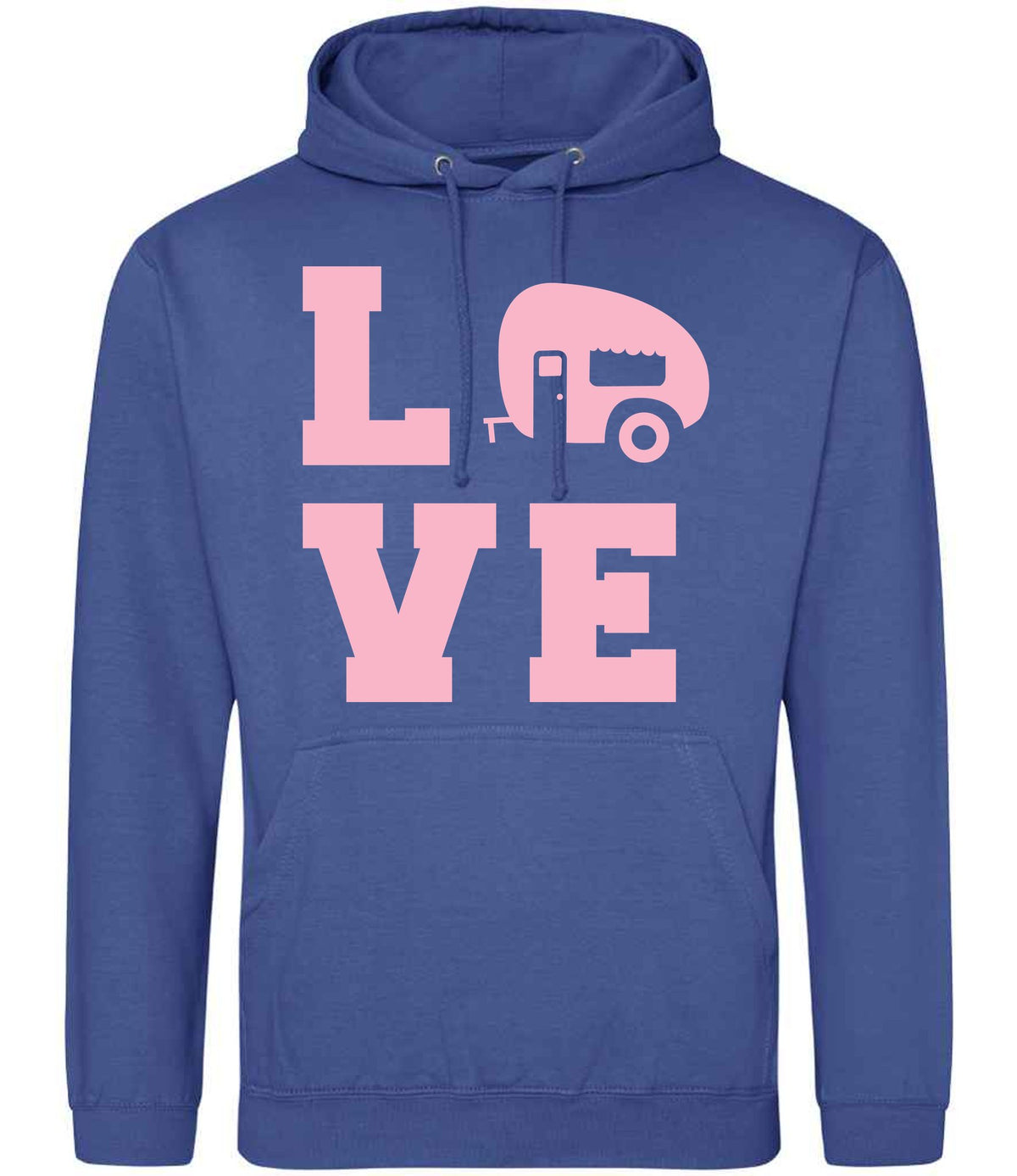 Love – Unisex Hoodie in Royal Blue with Baby Pink vinyl