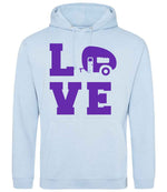 Love – Unisex Hoodie in Sky Blue with Purple vinyl