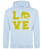Love – Unisex Hoodie in Sky Blue with Yellow vinyl