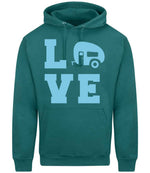 Love – Unisex Hoodie in Teal with Baby Blue vinyl