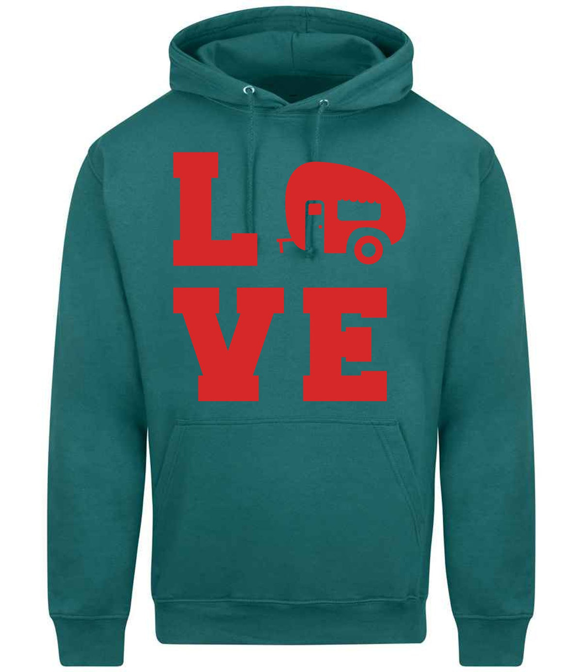 Love – Unisex Hoodie in Teal with Red vinyl