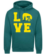 Love – Unisex Hoodie in Teal with Yellow vinyl