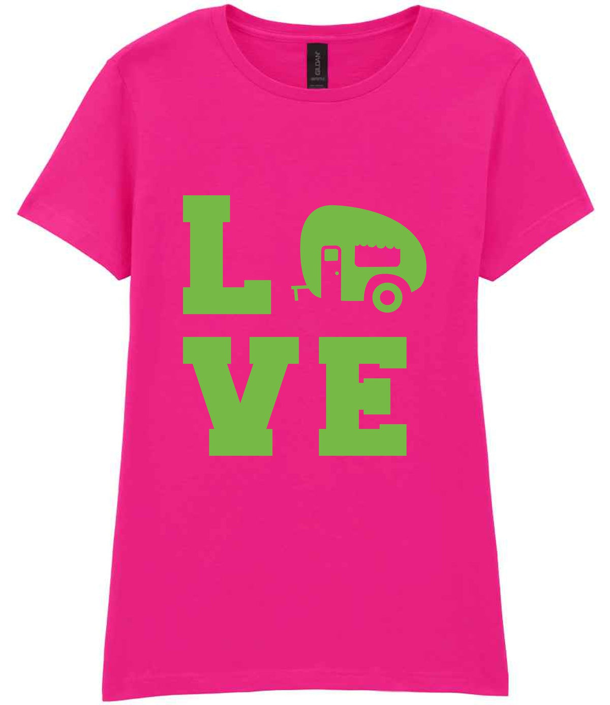 Love – Ladies T-Shirt in Azalea with Apple Green vinyl