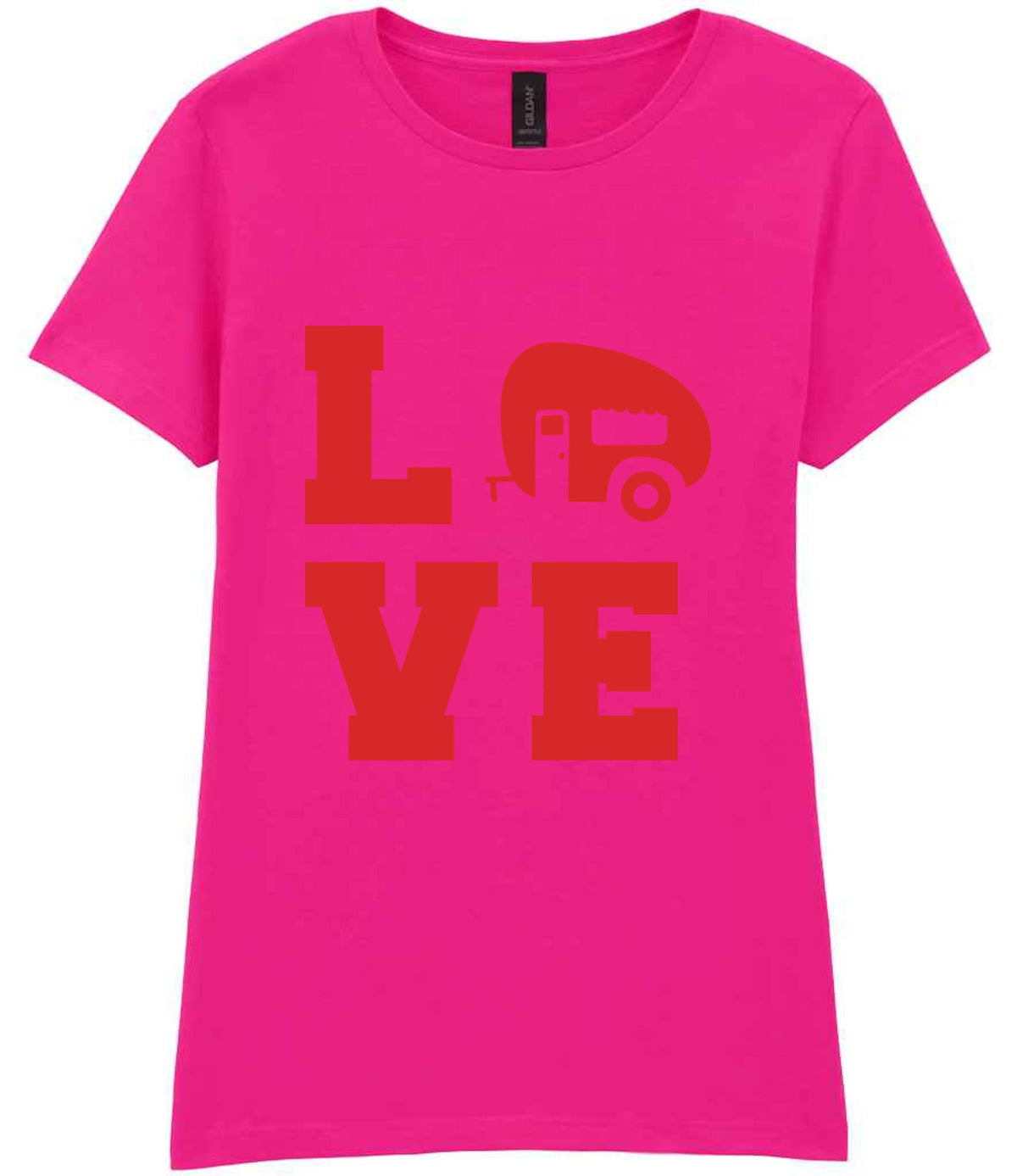 Love – Ladies T-Shirt in Azalea with Red vinyl
