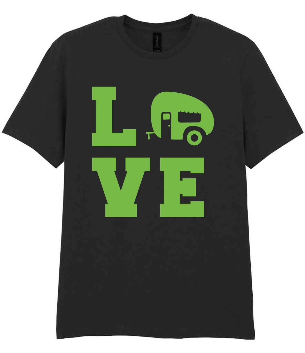 Love – Unisex T-Shirt in Black with Apple Green vinyl
