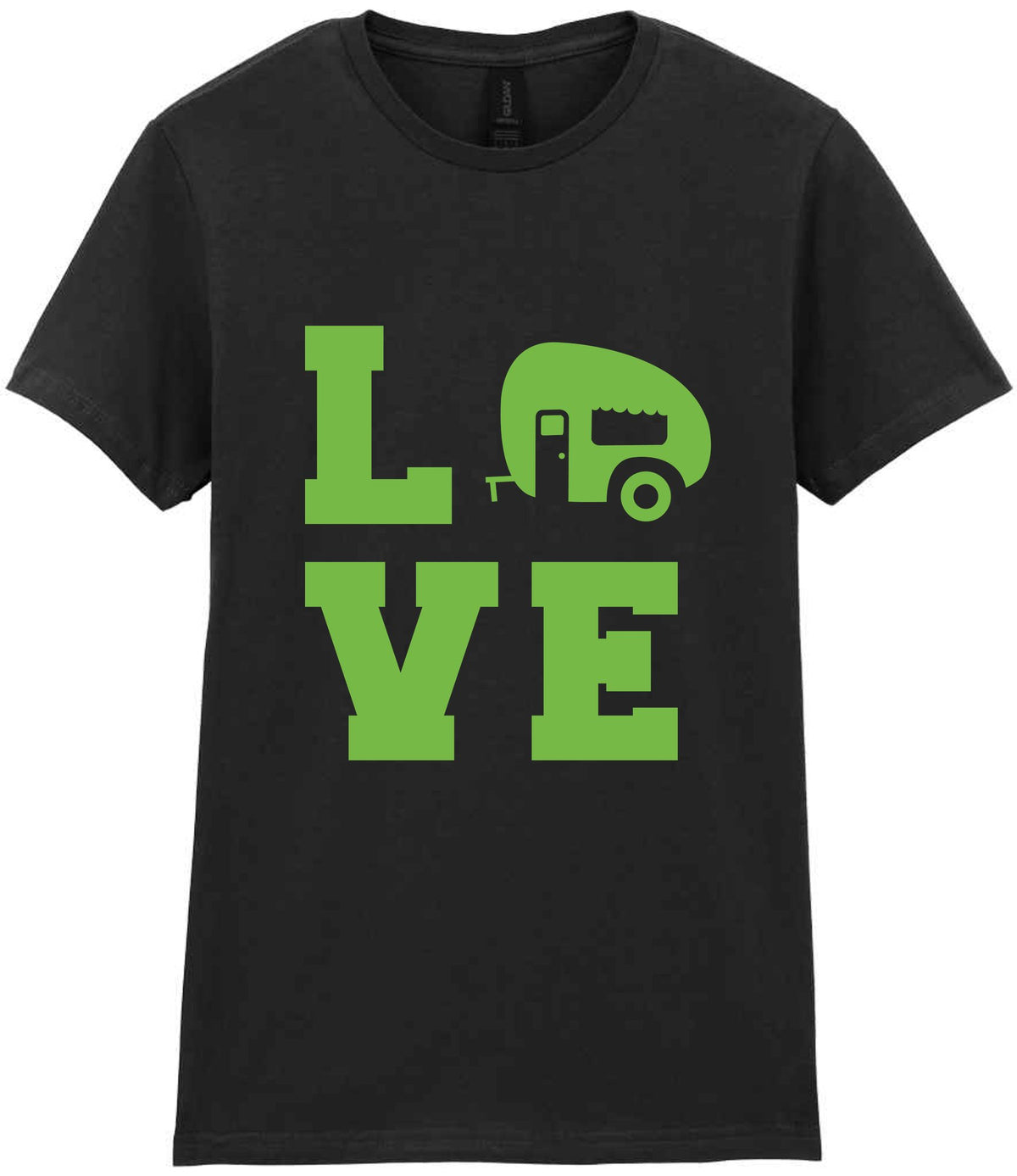 Love – Ladies T-Shirt in Black with Apple Green vinyl