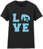 Love – Ladies T-Shirt in Black with Baby Blue vinyl