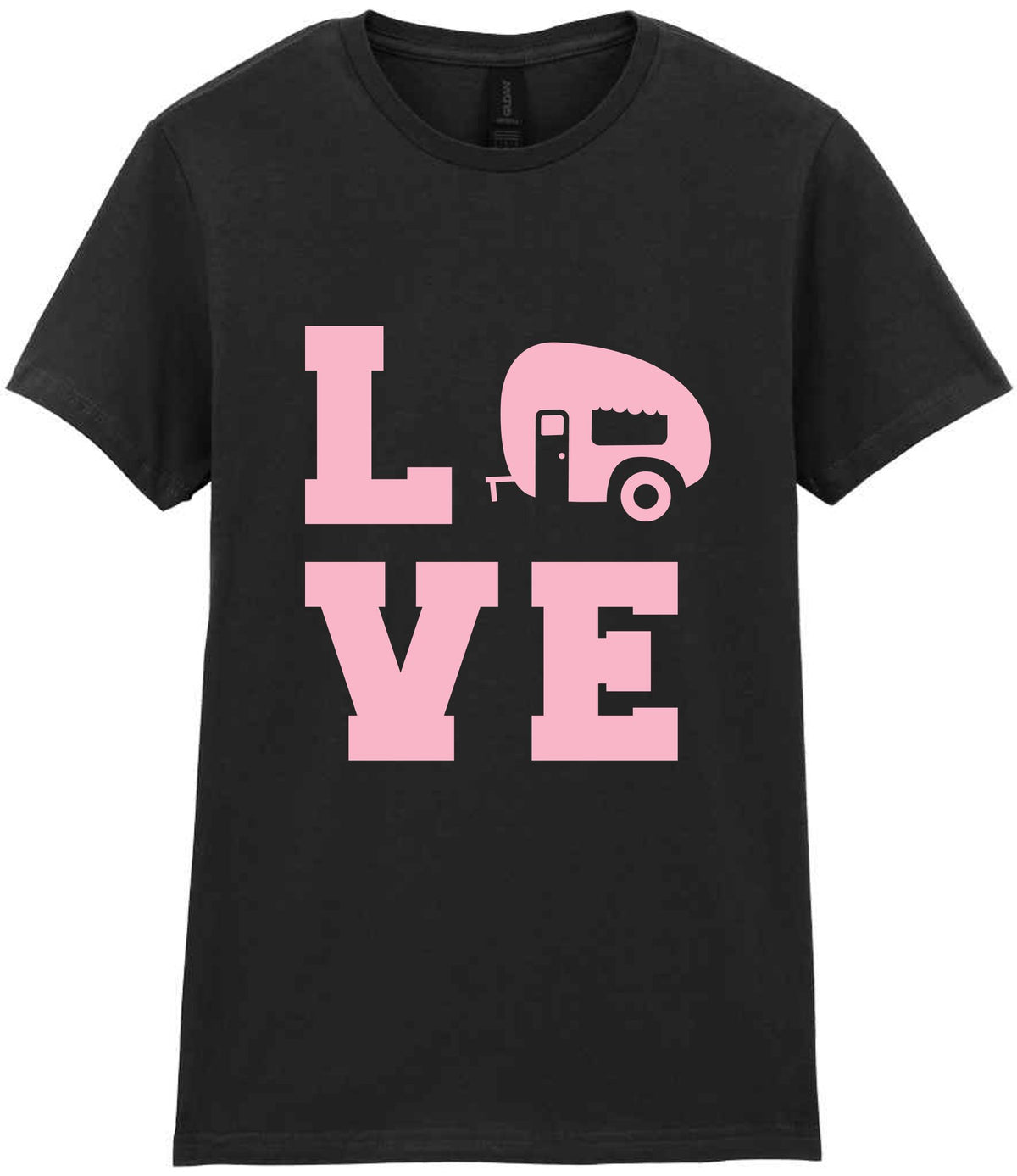 Love – Ladies T-Shirt in Black with Baby Pink vinyl
