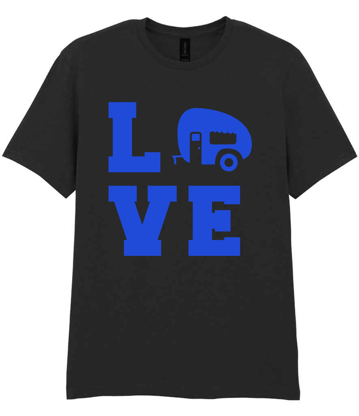 Love – Unisex T-Shirt in Black with Royal Blue vinyl