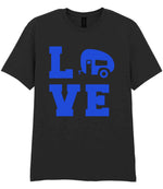 Love – Unisex T-Shirt in Black with Royal Blue vinyl