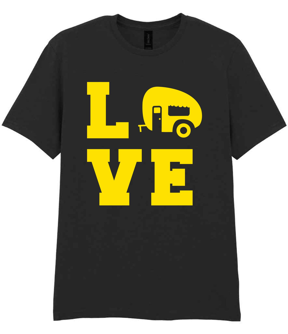 Love – Unisex T-Shirt in Black with Yellow vinyl
