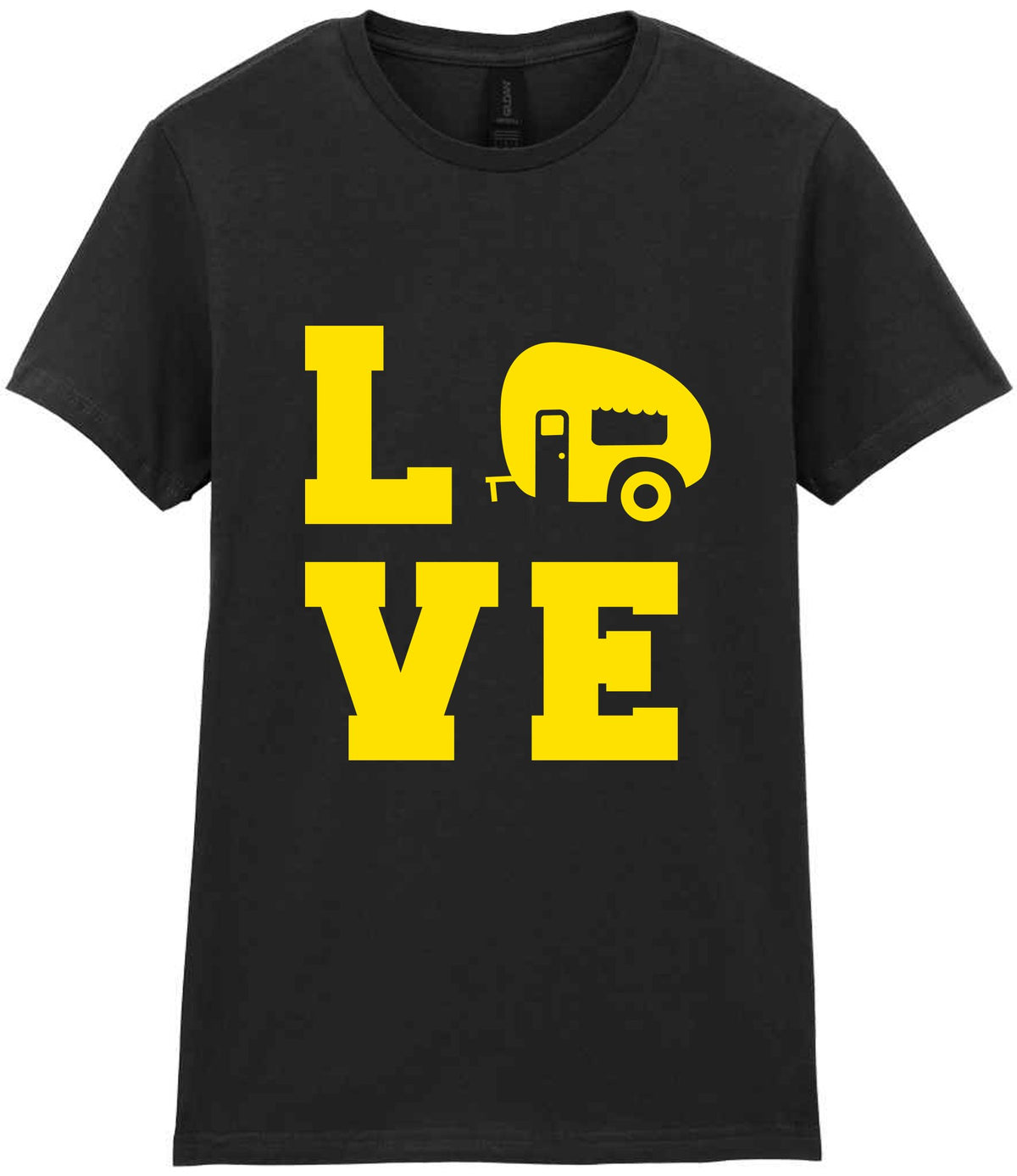 Love – Ladies T-Shirt in Black with Yellow vinyl