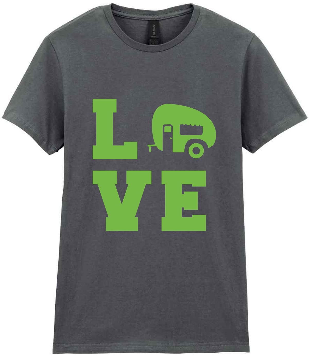 Love – Ladies T-Shirt in Charcoal with Apple Green vinyl