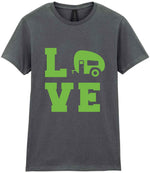 Love – Ladies T-Shirt in Charcoal with Apple Green vinyl