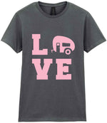 Love – Ladies T-Shirt in Charcoal with Baby Pink vinyl