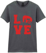Love – Ladies T-Shirt in Charcoal with Red vinyl