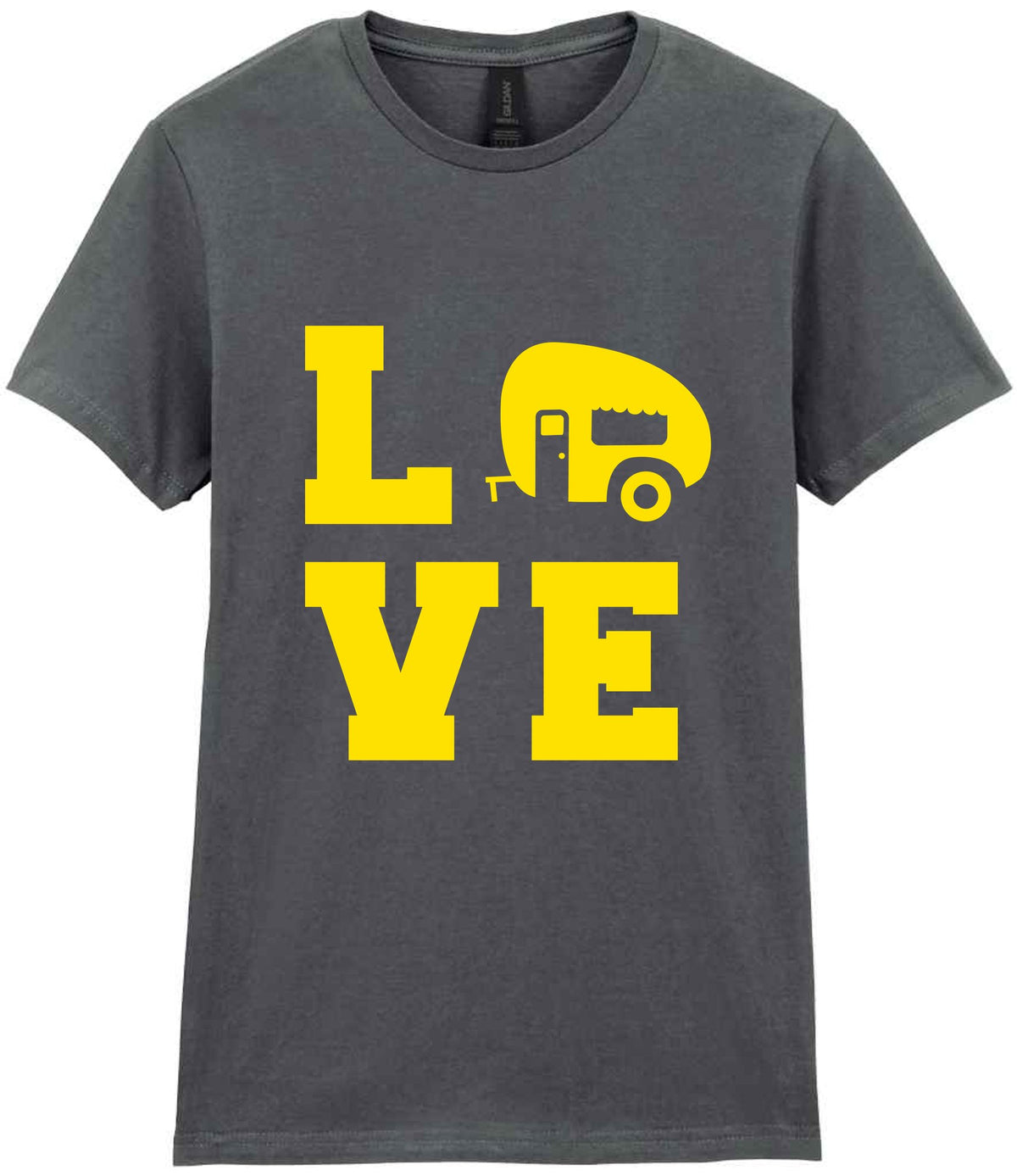 Love – Ladies T-Shirt in Charcoal with Yellow vinyl