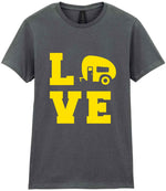 Love – Ladies T-Shirt in Charcoal with Yellow vinyl