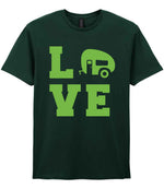Love – Unisex T-Shirt in Forest Green with Apple Green vinyl
