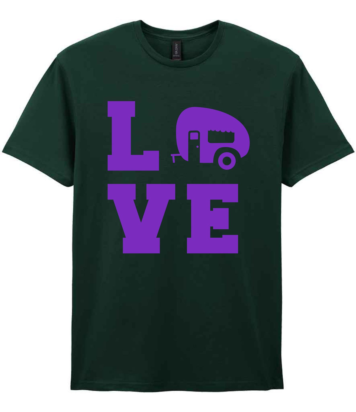 Love – Unisex T-Shirt in Forest Green with Purple vinyl