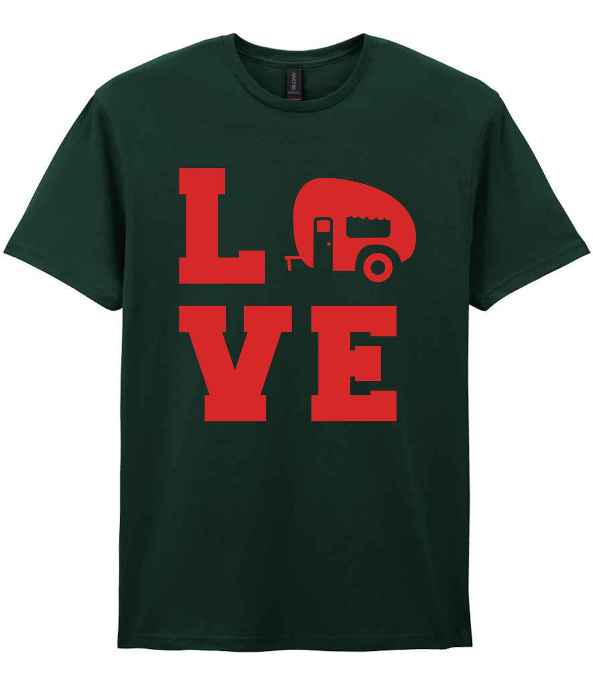 Love – Unisex T-Shirt in Forest Green with Red vinyl