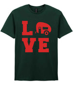 Love – Unisex T-Shirt in Forest Green with Red vinyl