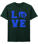 Love – Unisex T-Shirt in Forest Green with Royal Blue vinyl