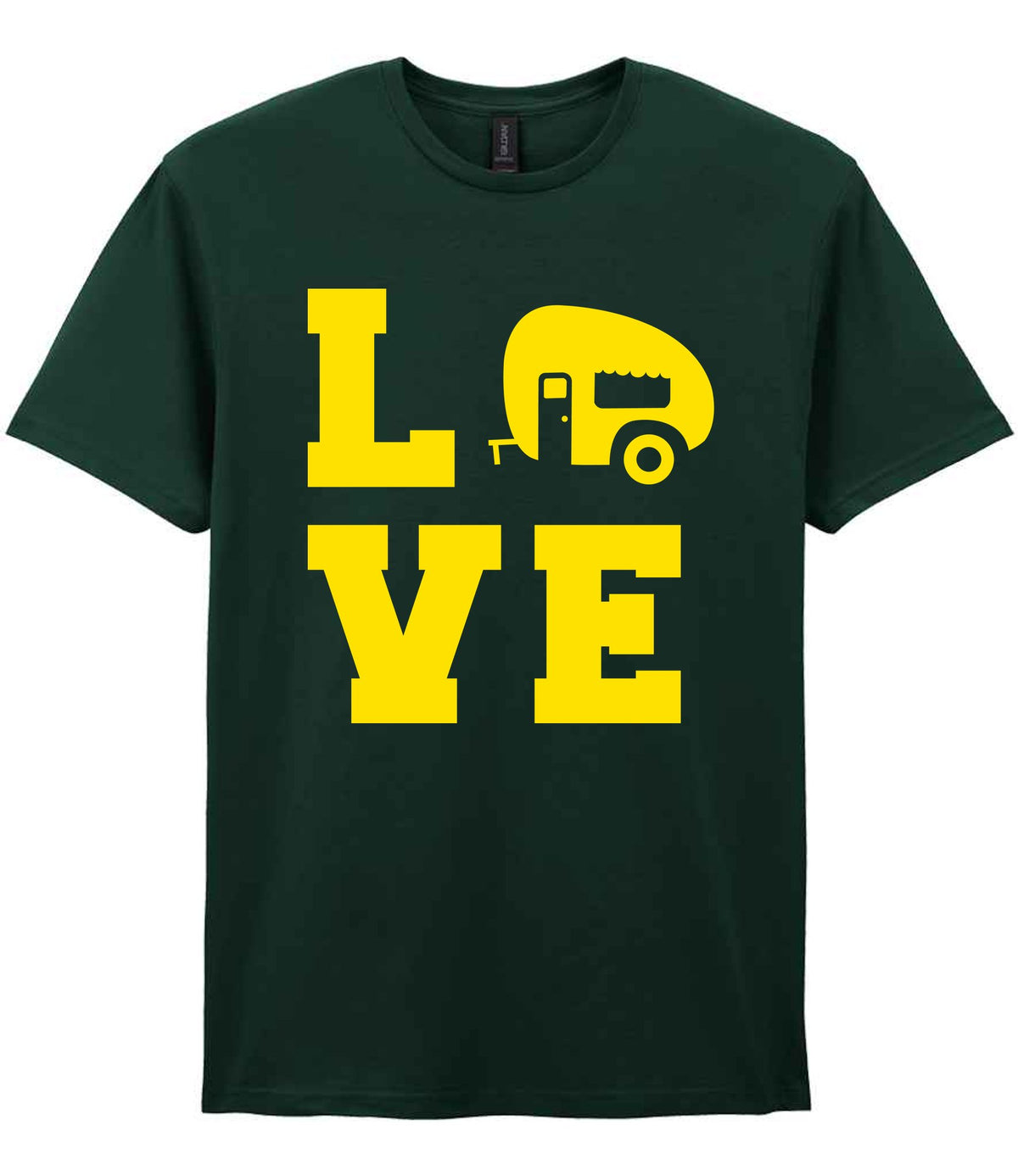 Love – Unisex T-Shirt in Forest Green with Yellow vinyl