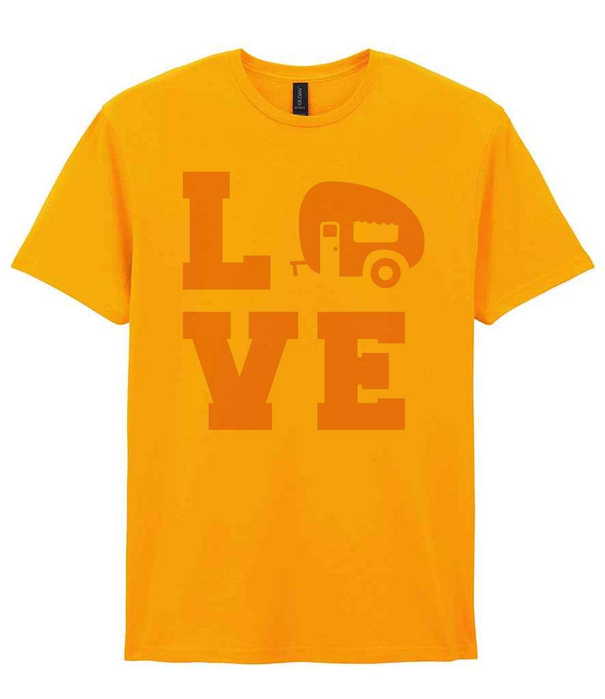 Love – Unisex T-Shirt in Gold with Baby Pink vinyl