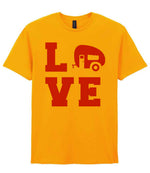 Love – Unisex T-Shirt in Gold with Red vinyl