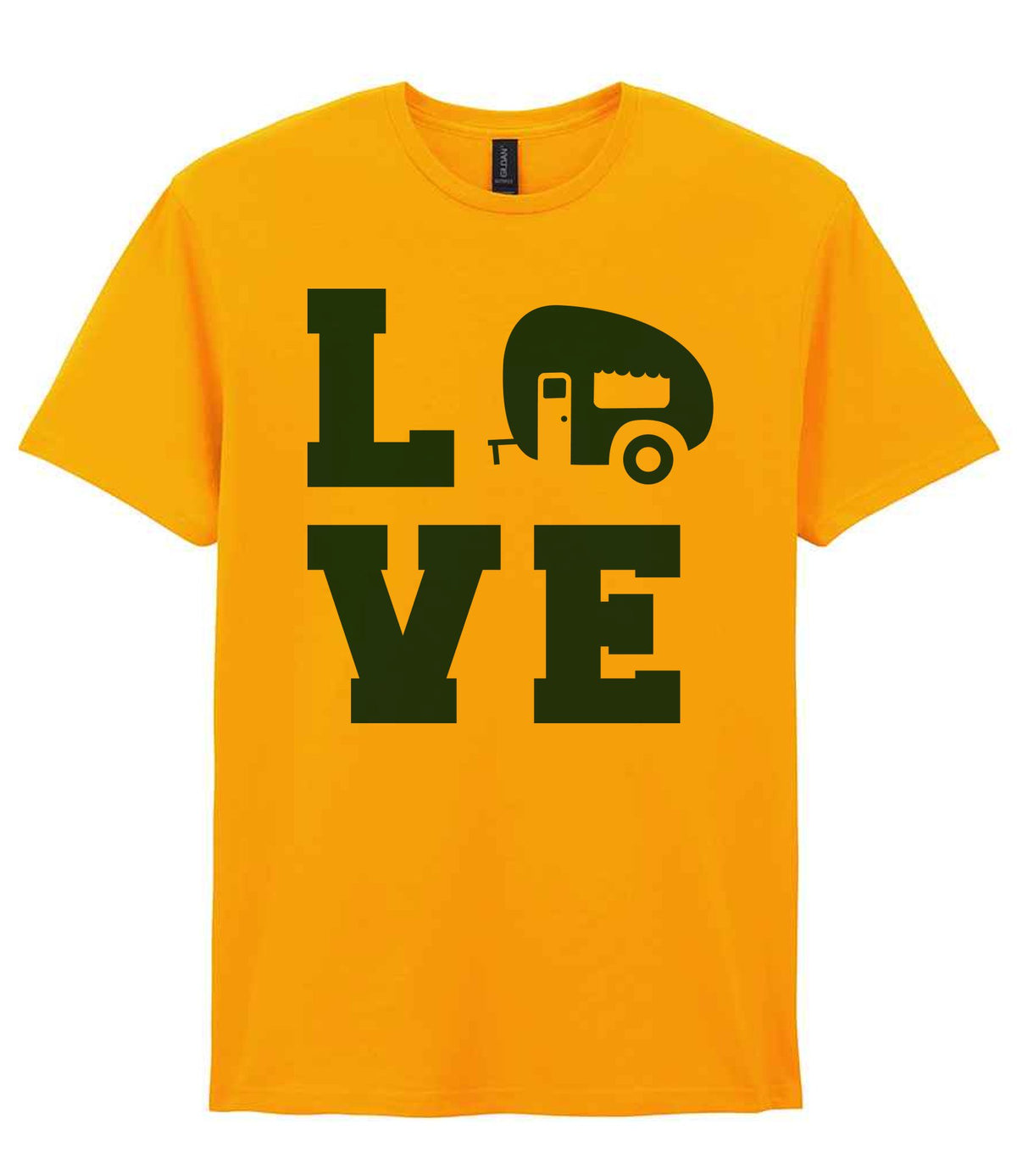 Love – Unisex T-Shirt in Gold with Royal Blue vinyl