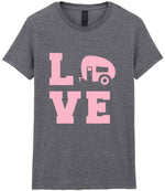 Love – Ladies T-Shirt in Graphite Heather with Baby Pink vinyl