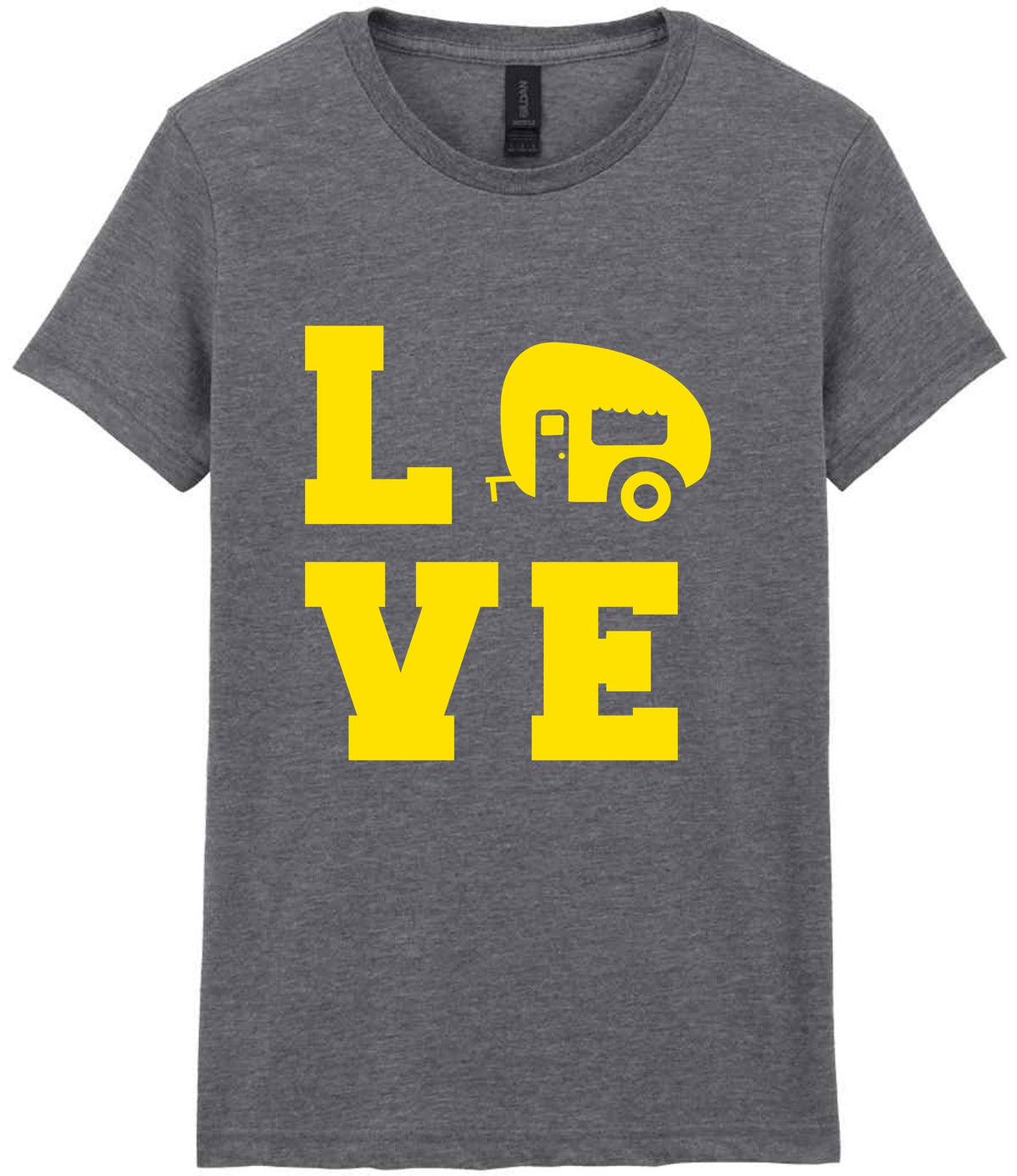 Love – Ladies T-Shirt in Graphite Heather with Yellow vinyl